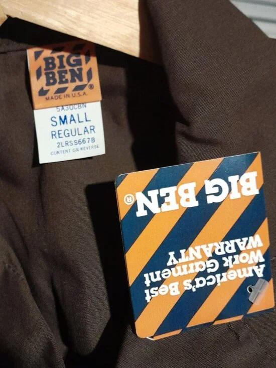 Vintage Big Ben Lightweight Jumpsuit Coverall Zippered Brown Small - Picture 3 of 8